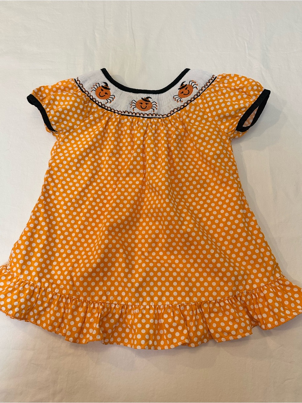 Emily Rose Smocked Halloween Spider Orange Girls Dress 2T